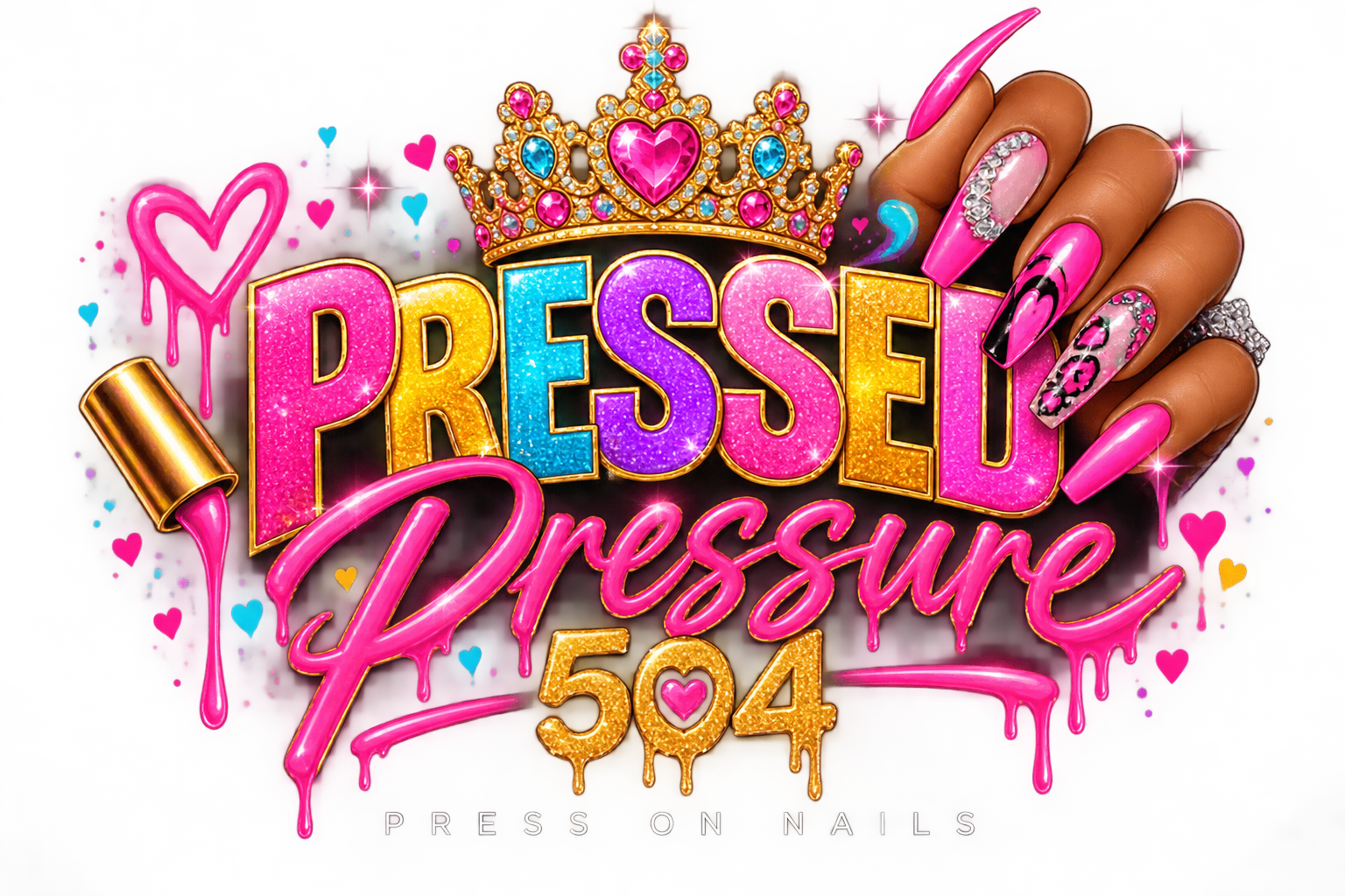 Pressed Pressure 504 colorful nail boutique logo